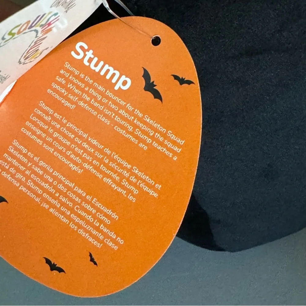 Stump the Skeleton Cat Halloween Plush Treat Pail Squishmallows New with Tag